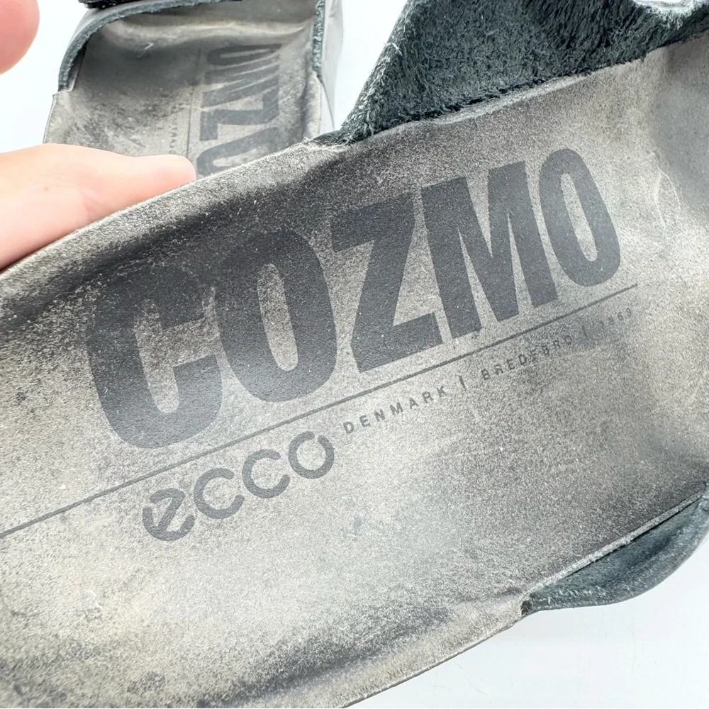 Ecco Cozmo Double Strap Hook & Loop Comfort Slide Sandals Black‎ Men's Size 41